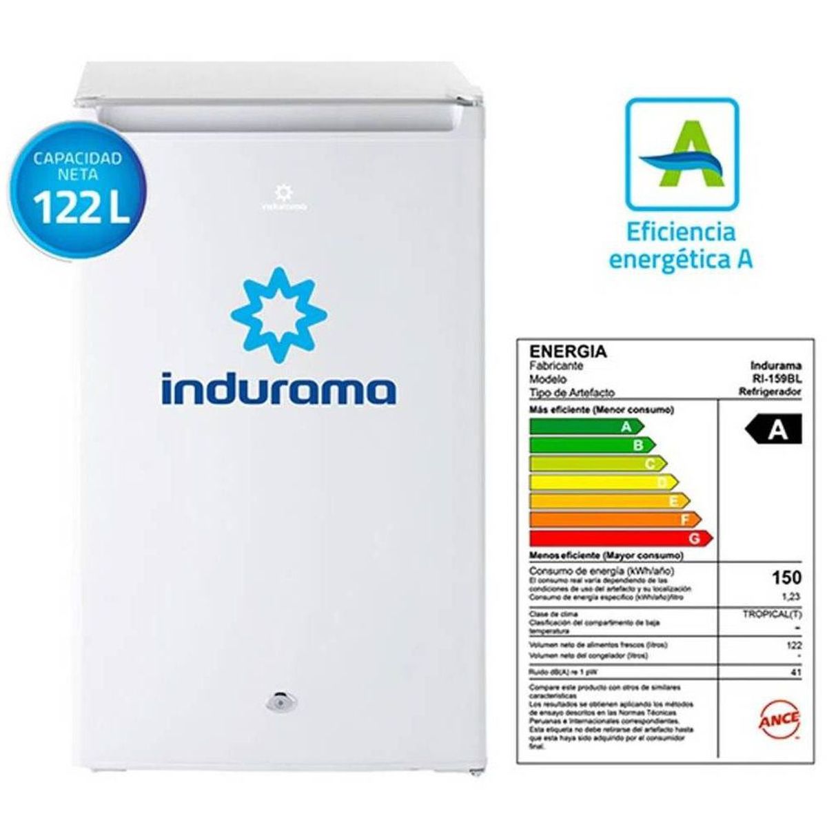 INDURAMA - Frigobar Indurama 122 Litros RI-159BL Blanco