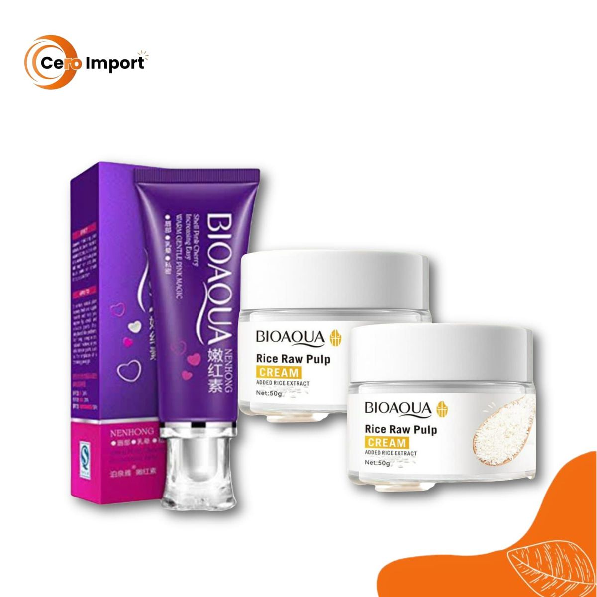 BIOAQUA - Pack 2 Crema Aclarante de Arroz y 1 Crema Despigmentante - Bioaqua