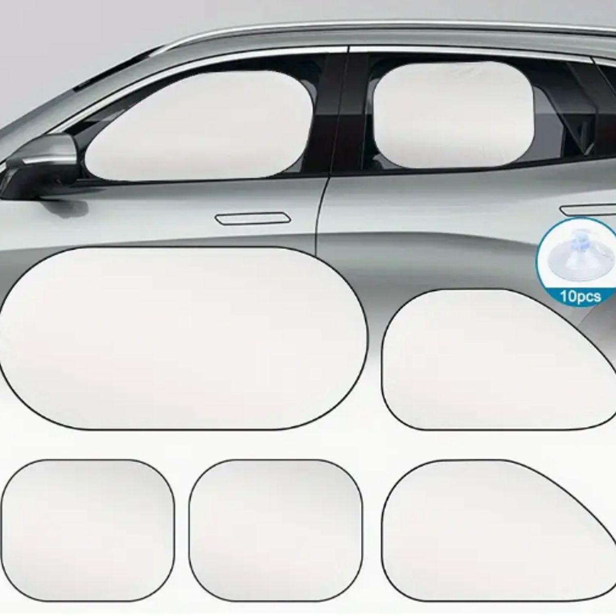 GENERICO - Tapasol de Auto Pack 5 piezas Plateado