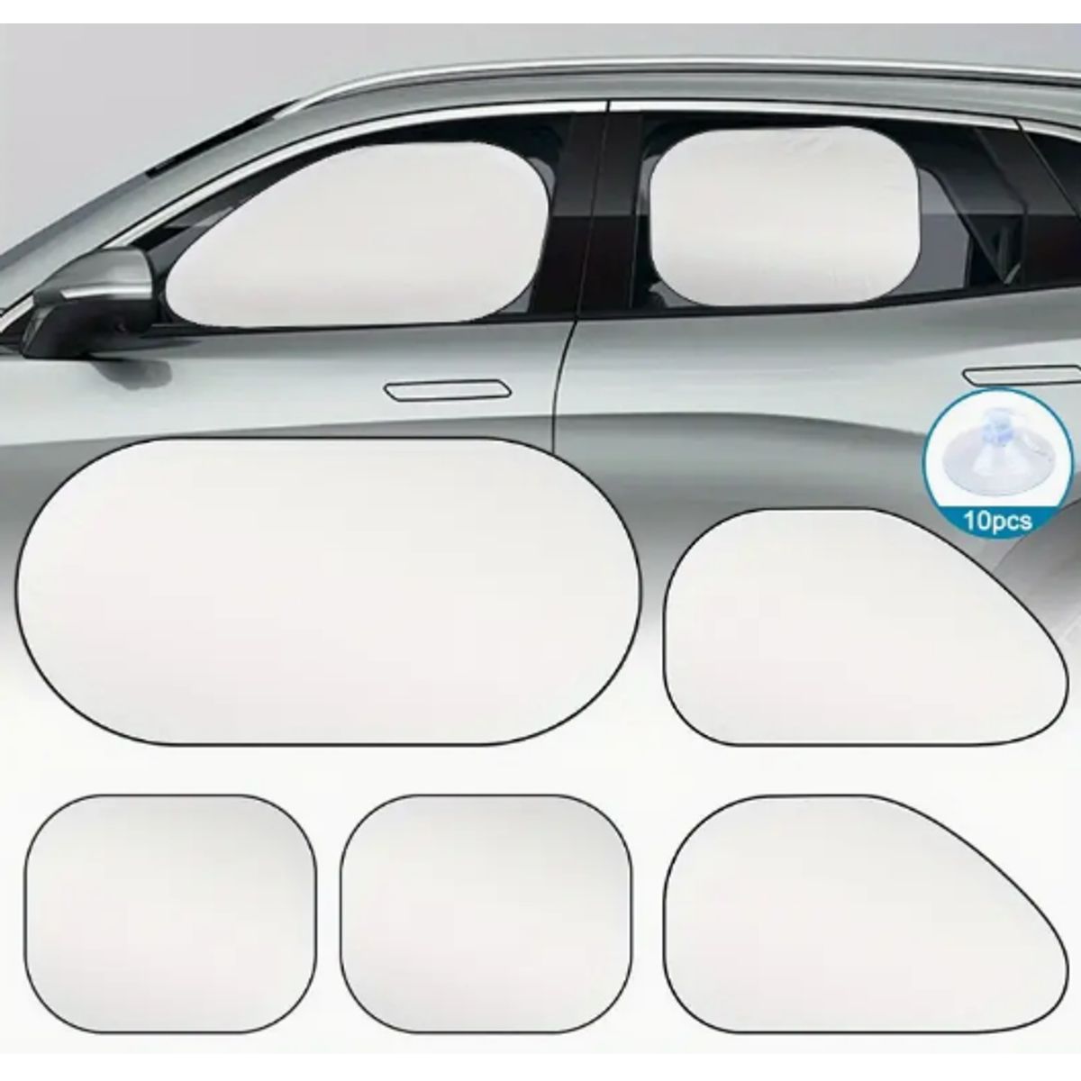 GENERICO - Tapasol de Auto Pack 5 piezas Plateado