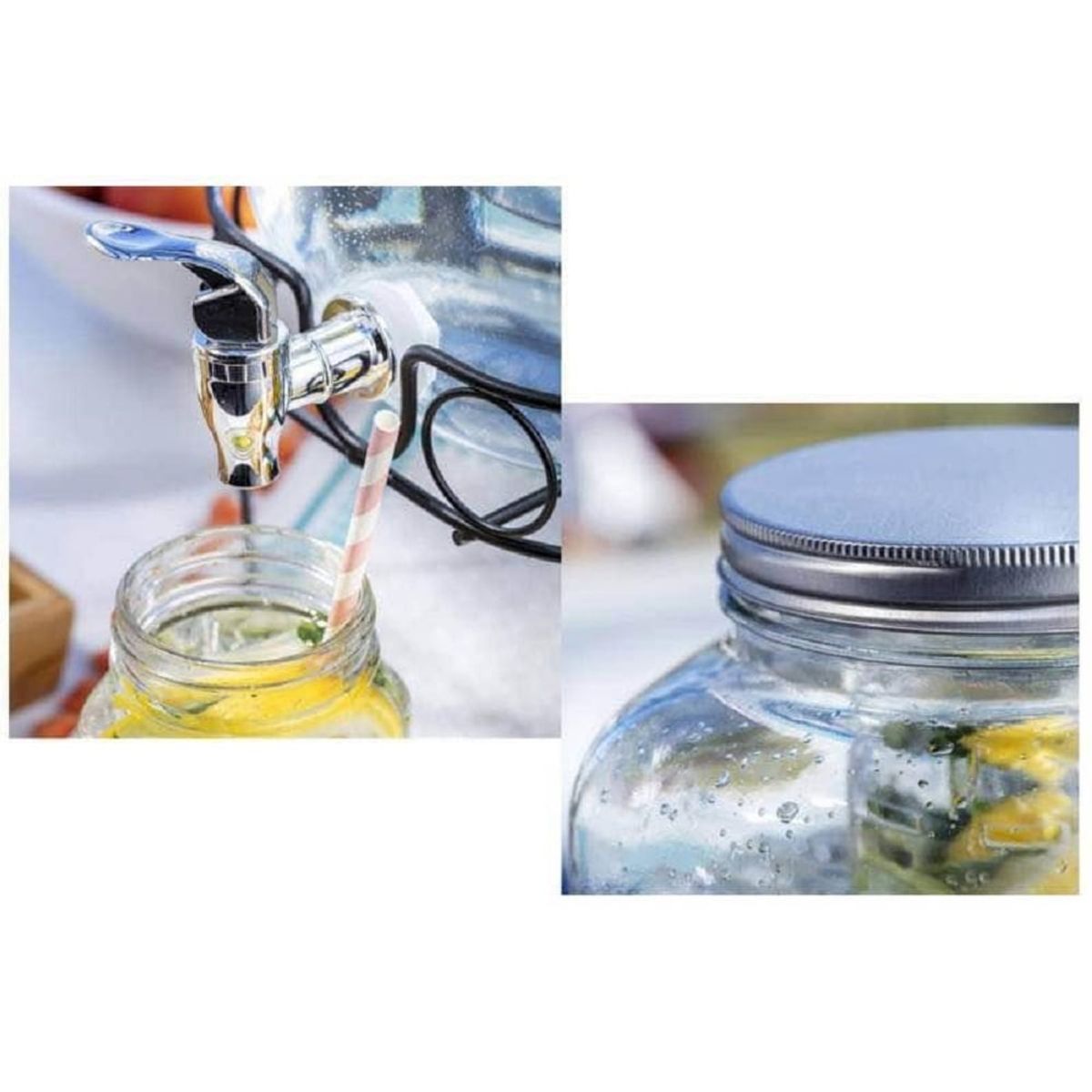 ICHIMATSU - Dispensador de Bebidas de Vidrio 8 Litros + Soporte metálico