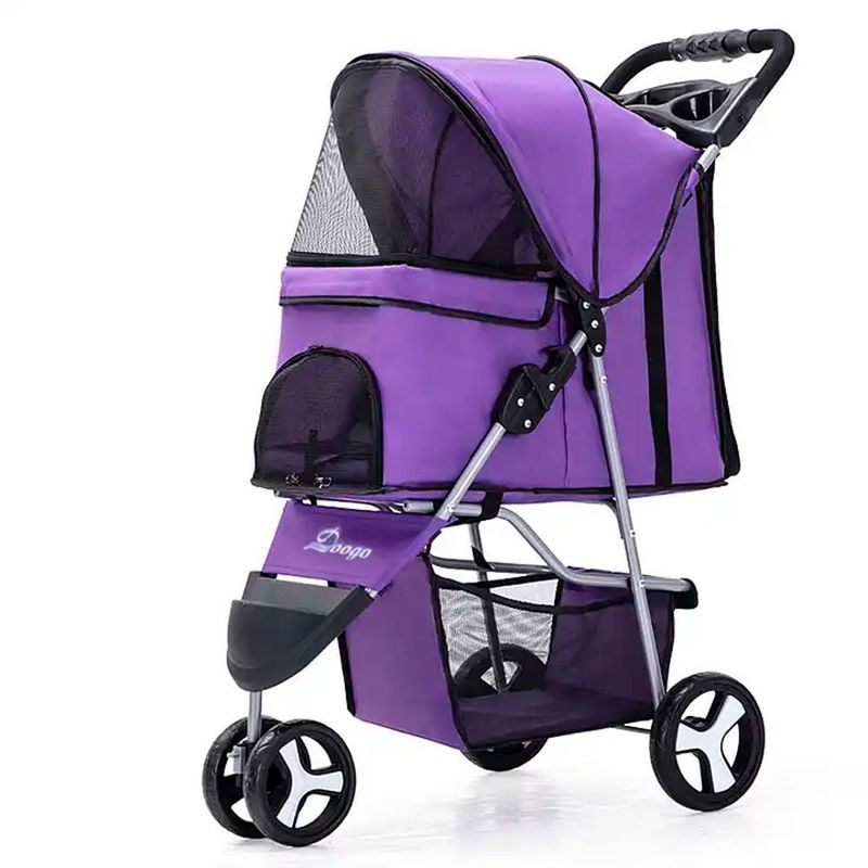 QUE PATAS PET SHOP - Coche de 3 ruedas Morado para Mascotas