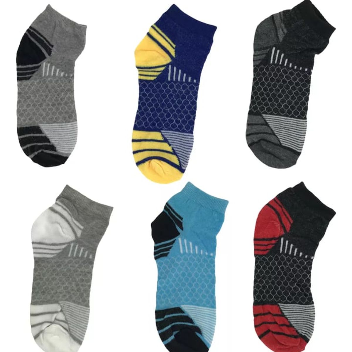 GENERICO - Medias Tobilleras Diseño Colorido Pack de 6