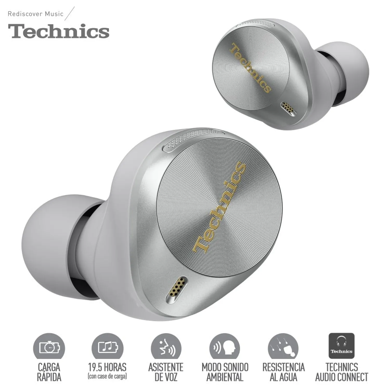 Technics AZ80 シルバー Audífonos Inalámbricos con Cancelación de ruido Az80 Technics