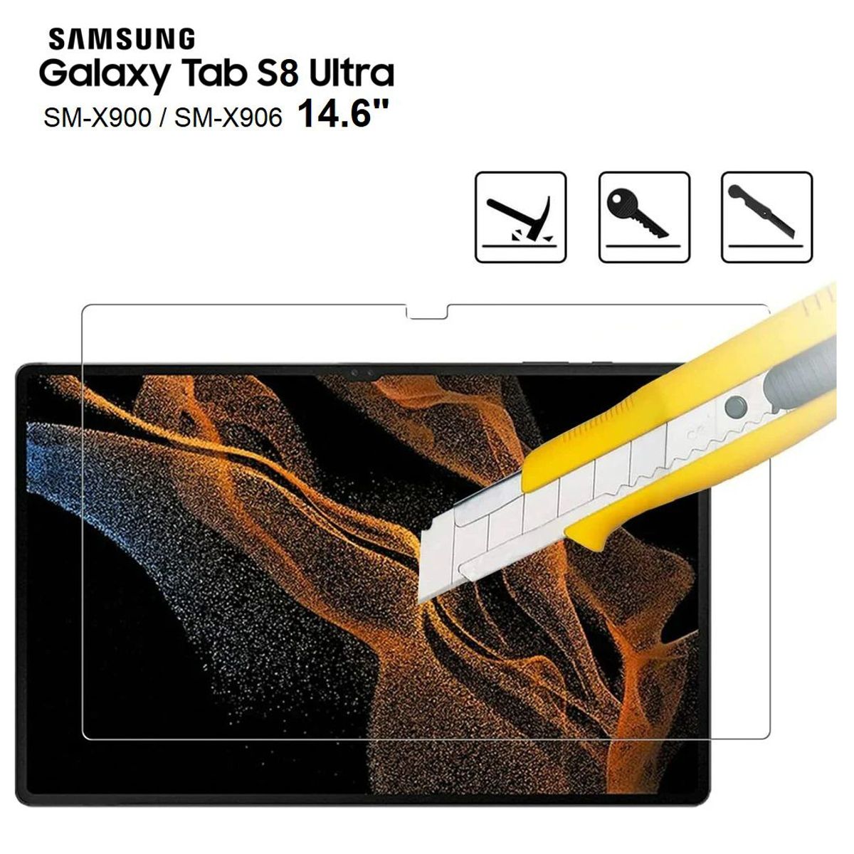 GENERICO - Mica Vidrio Templado para Samsung Tab S8 Ultra 14.6 SM-X900 SM-X906