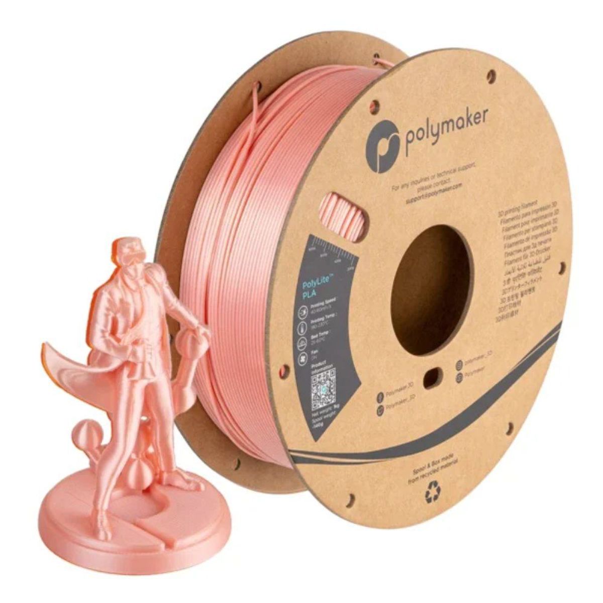 POLYMAKER - Filamento PolyLite PLA Rosado sedoso 175mm 1Kg
