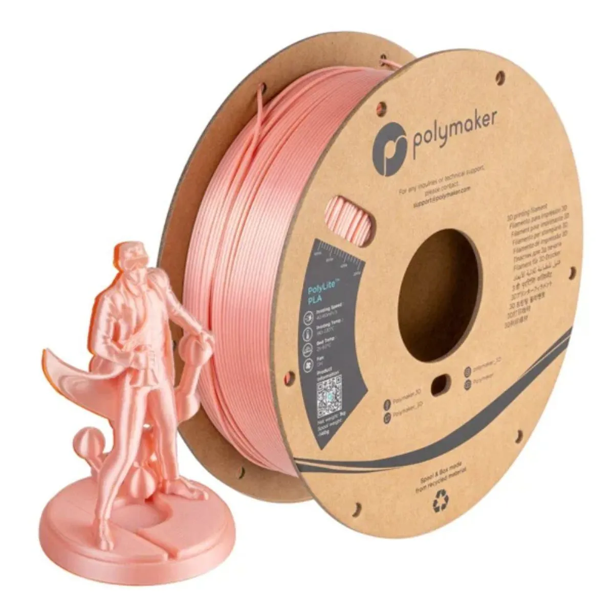 POLYMAKER - Filamento PolyLite PLA Rosado sedoso 175mm 1Kg