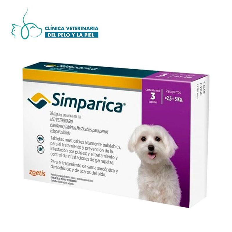 SIMPARICA - Simparica de 2.5 a 5 kg x 3 Pastillas