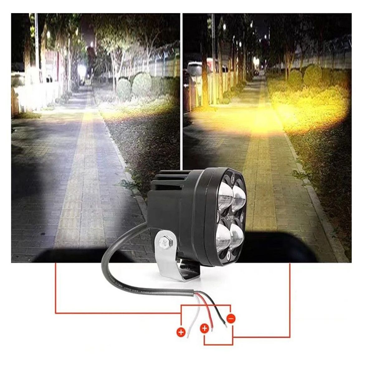 GENERICO - Luces Exploradoras Ambar Y Blanca Para Moto Camioneta