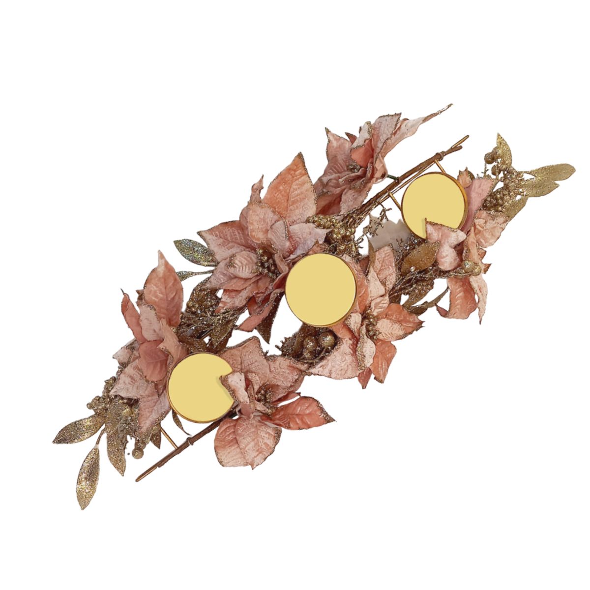 SANTINI - Porta vela de 3 velas color Rosa