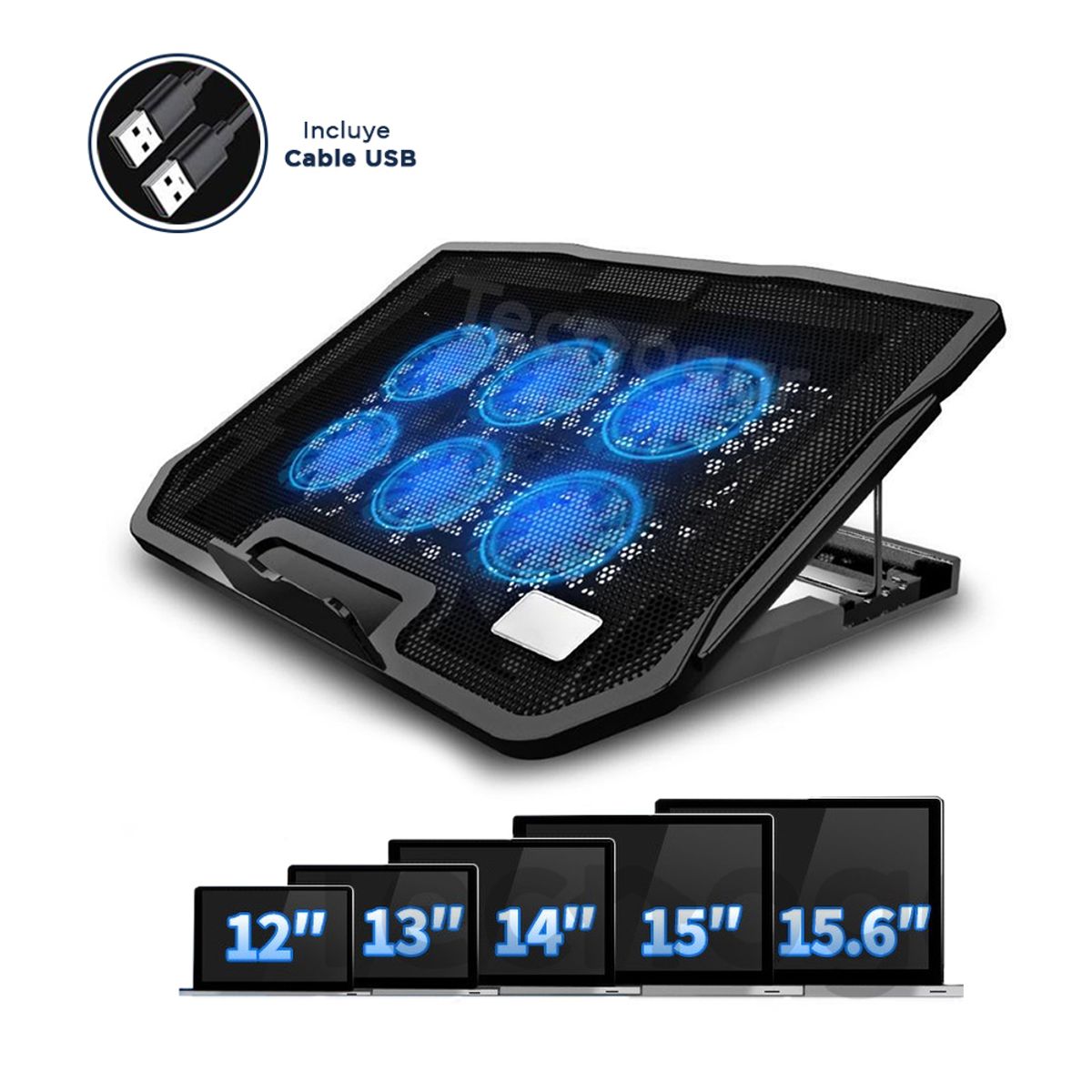 GENERICO - Cooler 6 Ventiladores Gamer Enfriamiento de Laptop o Notebook 15.6"