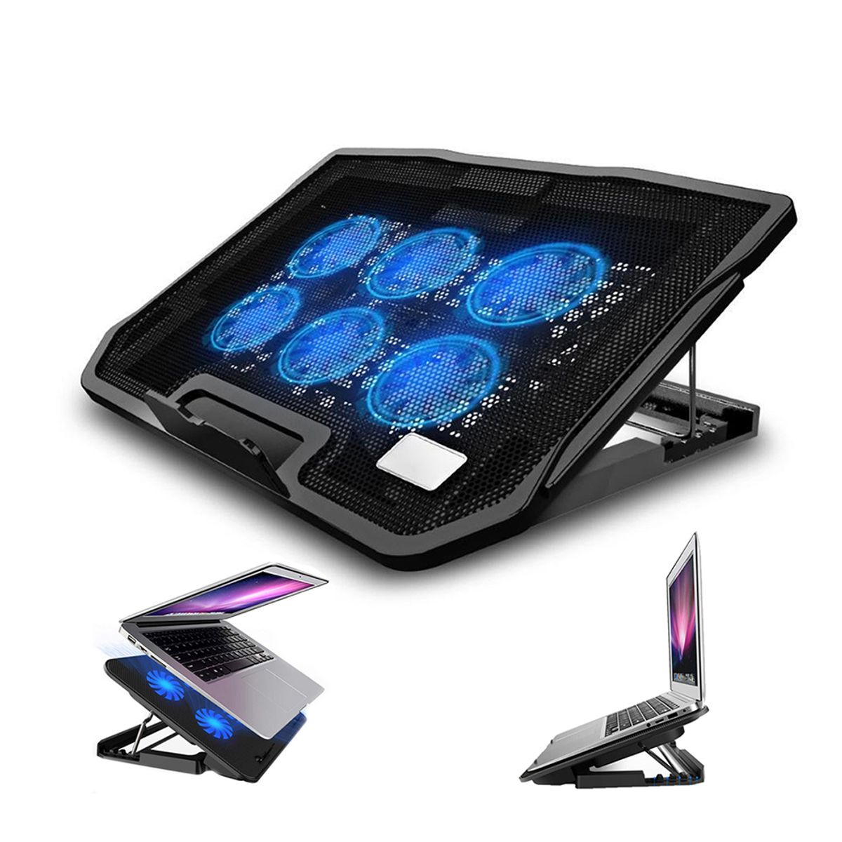 GENERICO - Cooler 6 Ventiladores Gamer Enfriamiento de Laptop o Notebook 15.6"