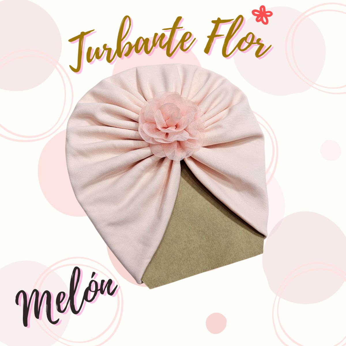 GENERICO - Turbante de bebe con Flor en algodón pima