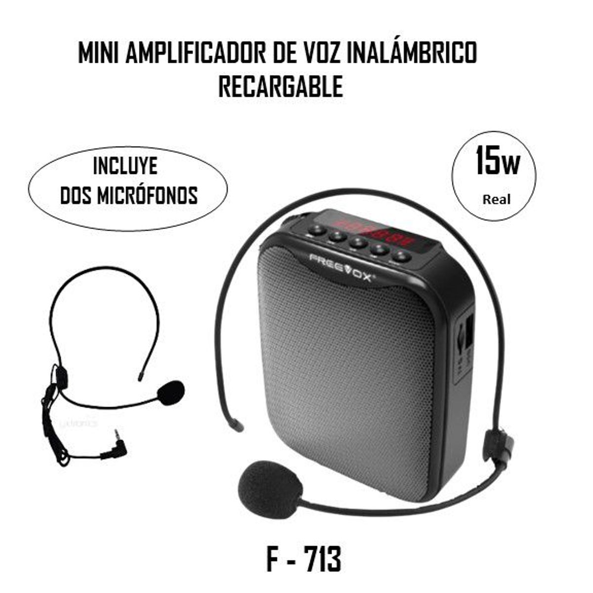 FREEVOX - MINI AMPLIFICADOR DE VOZ CON MICROFONO INALÁMBRICO F-713