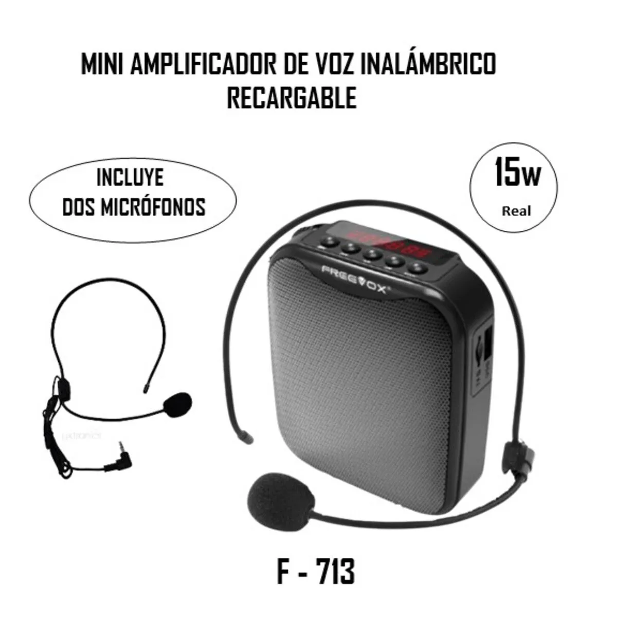 FREEVOX - MINI AMPLIFICADOR DE VOZ CON MICROFONO INALÁMBRICO F-713