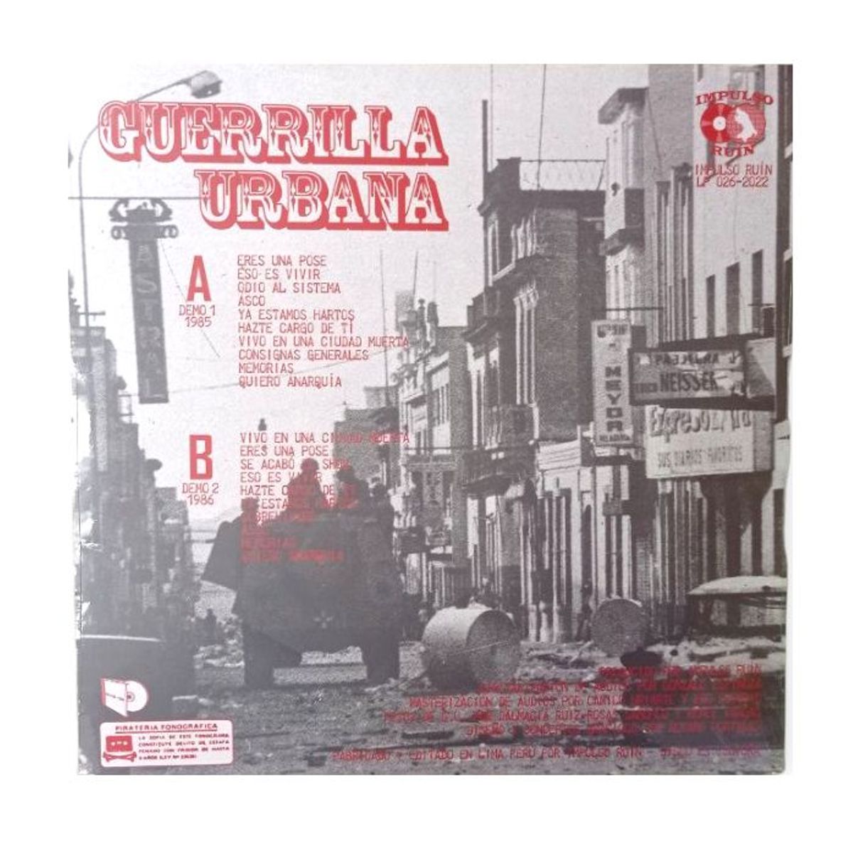 GENERICO - Disco de vinilo Peru 1985-1986 de Guerrilla Urbana