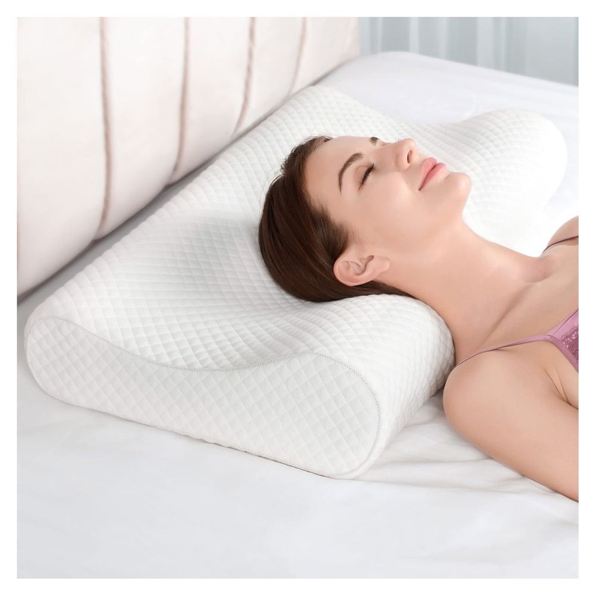 IMPORTADO MC - Almohada Viscoelástica Ortopédica De Espuma Cervical Memory Pillow.