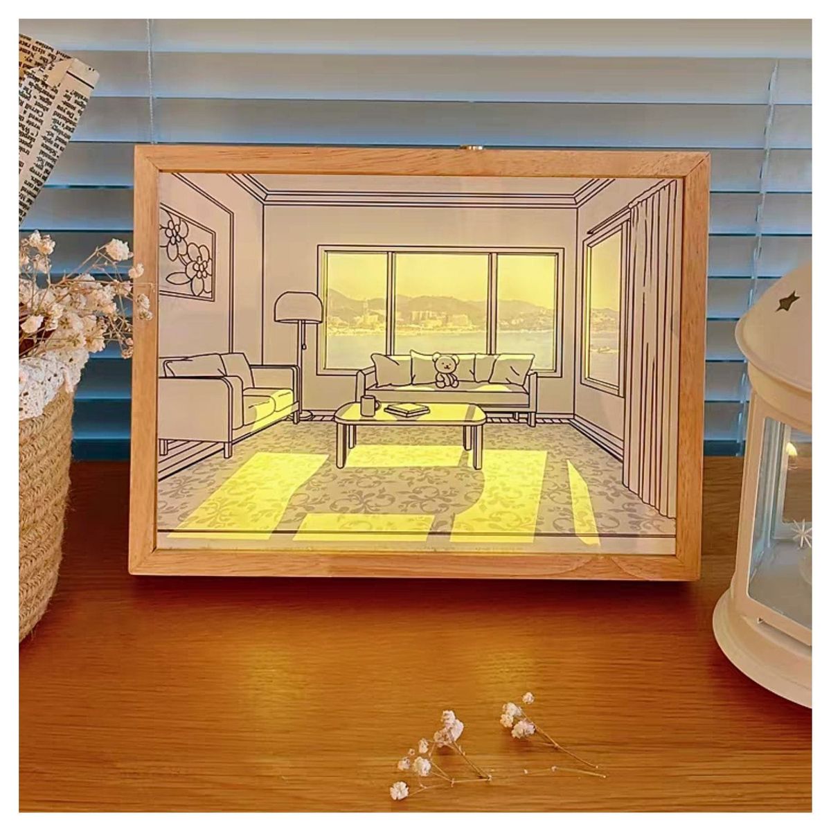 OEM - Lampara Cuadro Decorativo Luminoso 3D Estilo Nordico 3 Modos