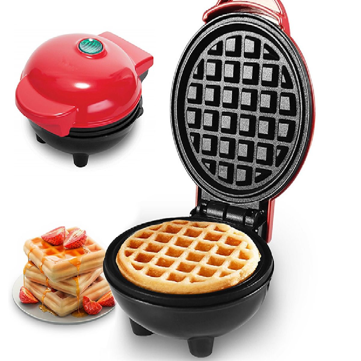 GENERICO - Mini Waflera Antiadherente Rojo