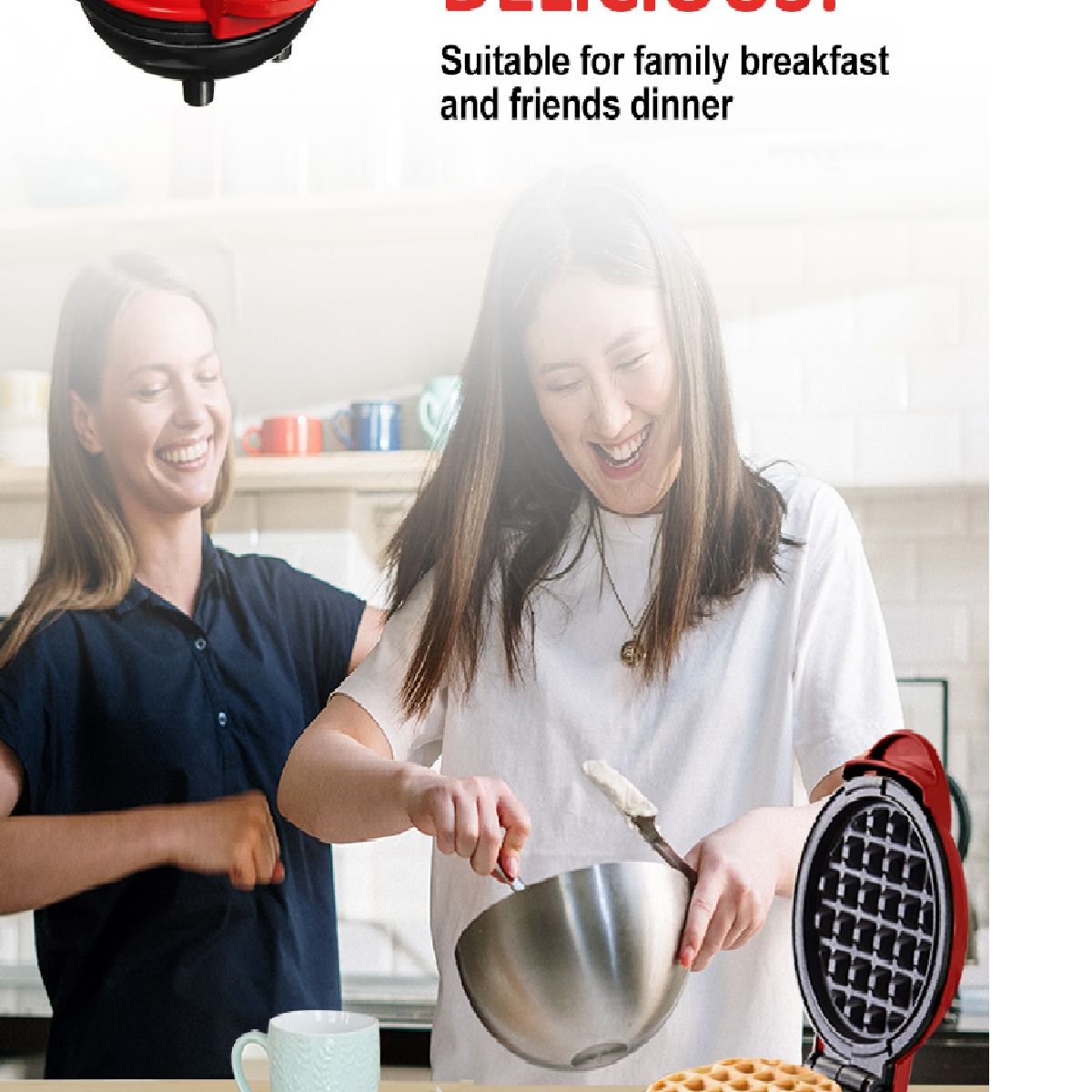 GENERICO - Mini Waflera Antiadherente Rojo