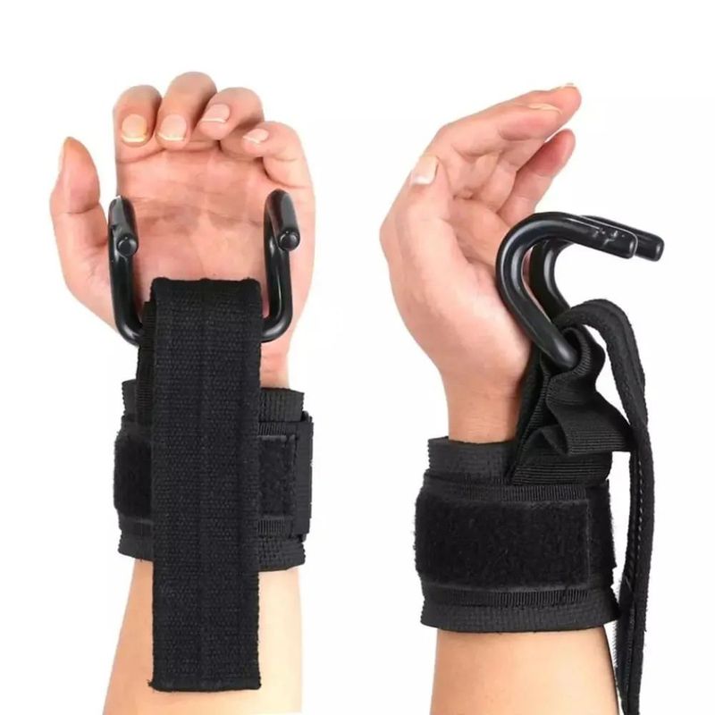 GENERICO - Straps con Gancho para Levantamineto de peso Negro
