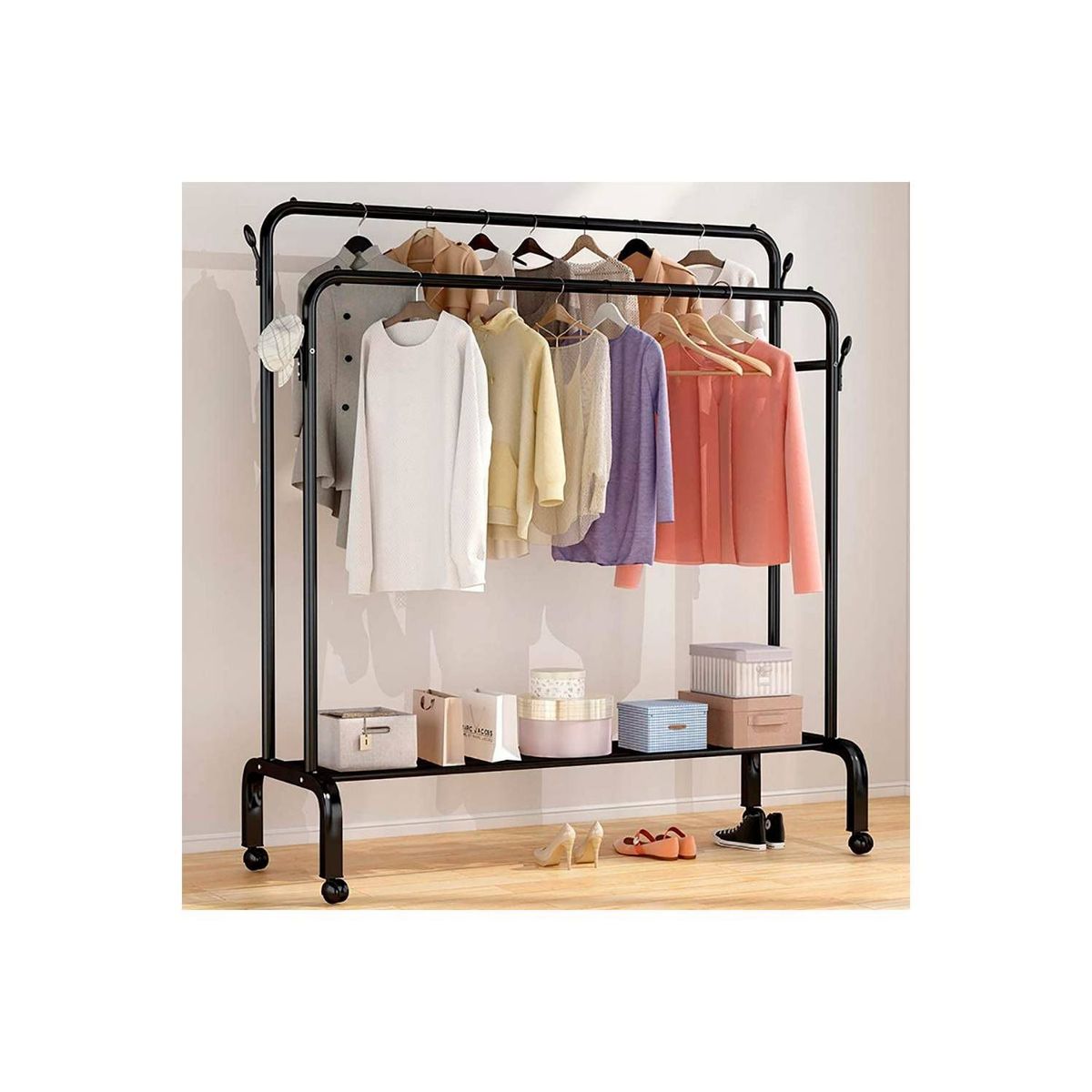 GENERICO - Estante Organizador Ropa Perchero Con Ruedas PB