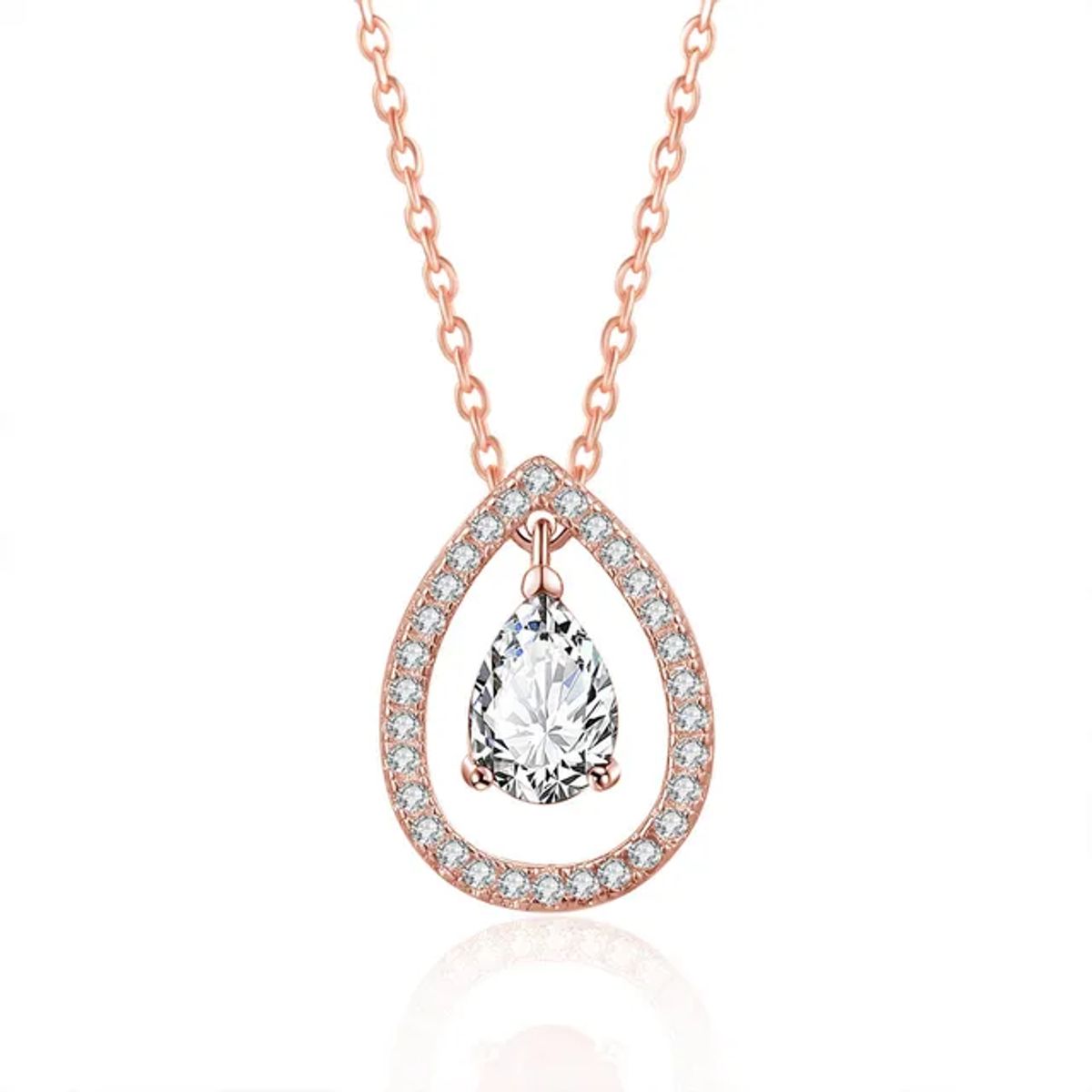 LA TIENDA 88 JOYAS Y ACCESORIOS - La Tienda 88 - Collar Mujer Gota de Cristal Bañado Oro de 18k - Rosa