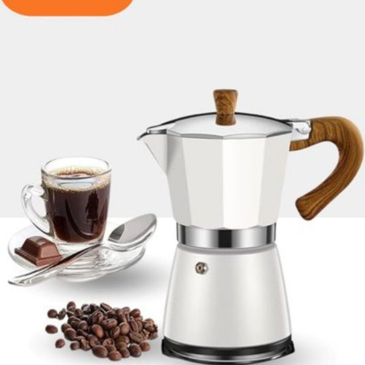 GENERICO - Cafetera express color blanco en aluminio, 9 tazas