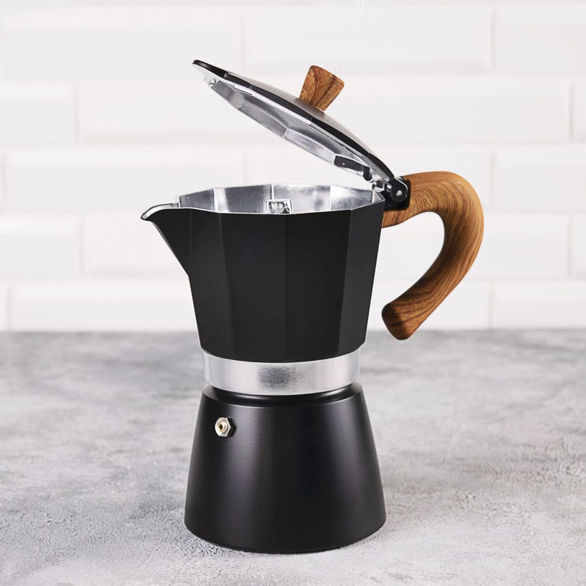 GENERICO - Cafetera modelo italiana 3 tazas, color negro