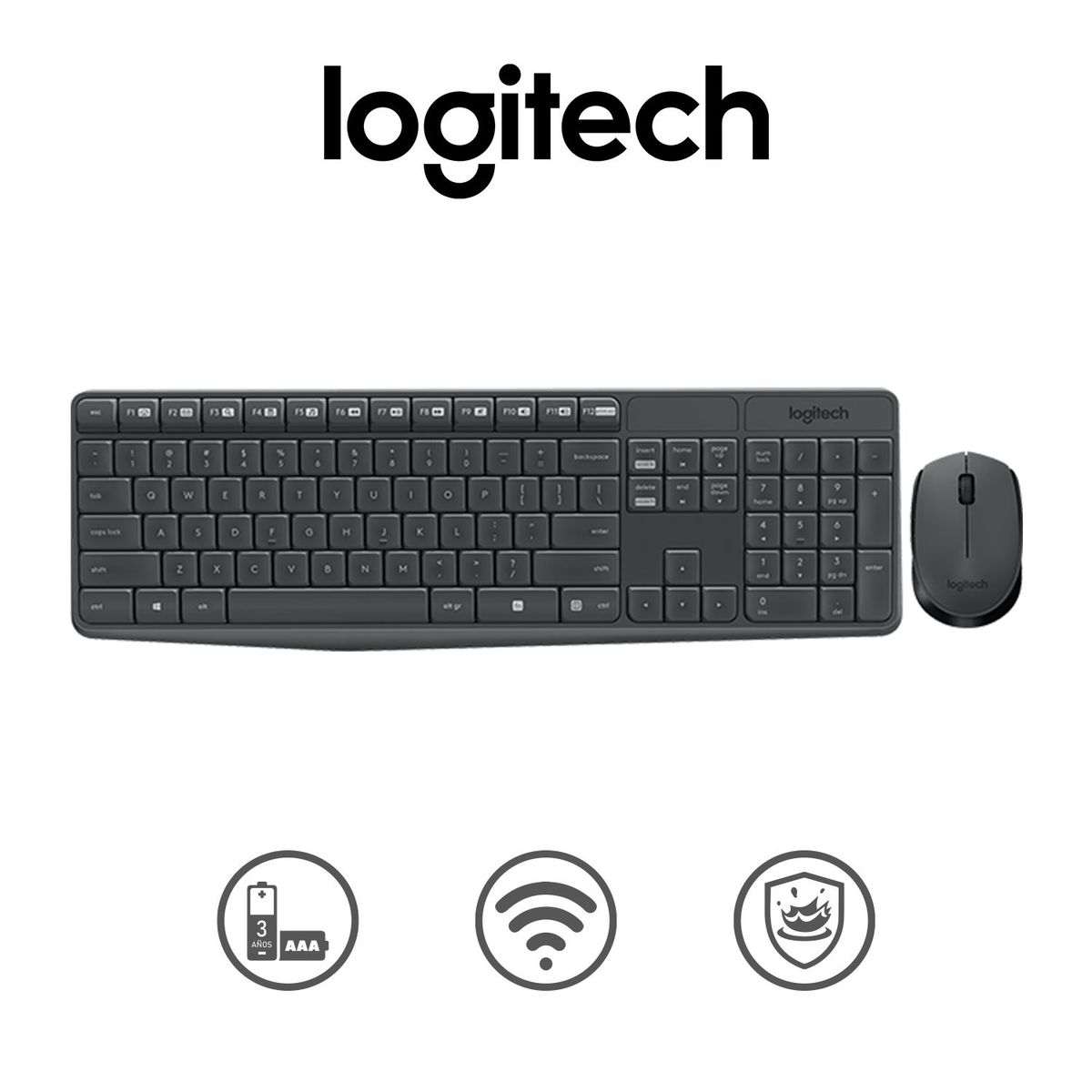 LOGITECH - Kit Teclado Y Mouse Logitech MK235 Inalambrico Negro