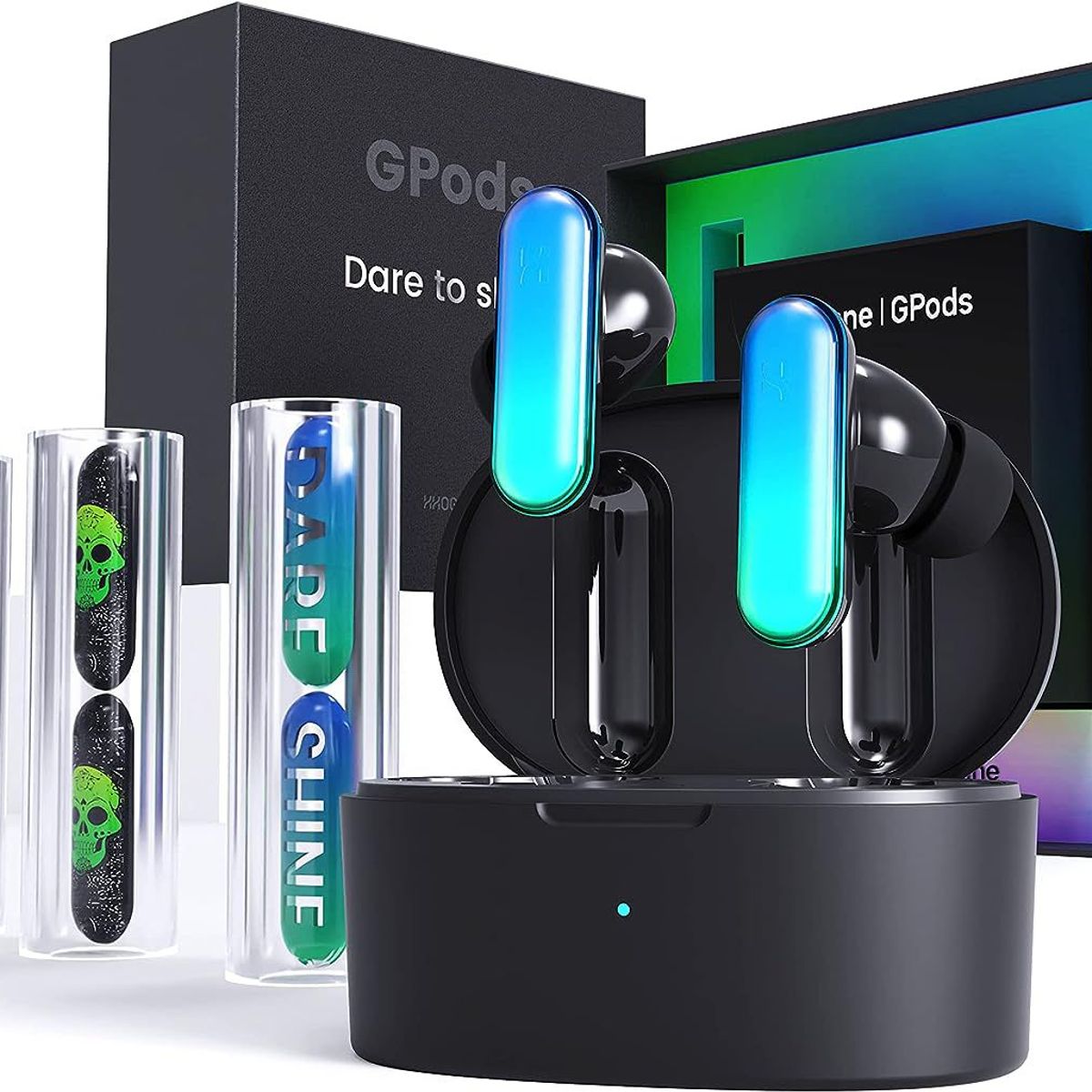 HHOGENE - HHOGene Gpods PRIMIUM SET - Audífonos inalámbricos con control de luz