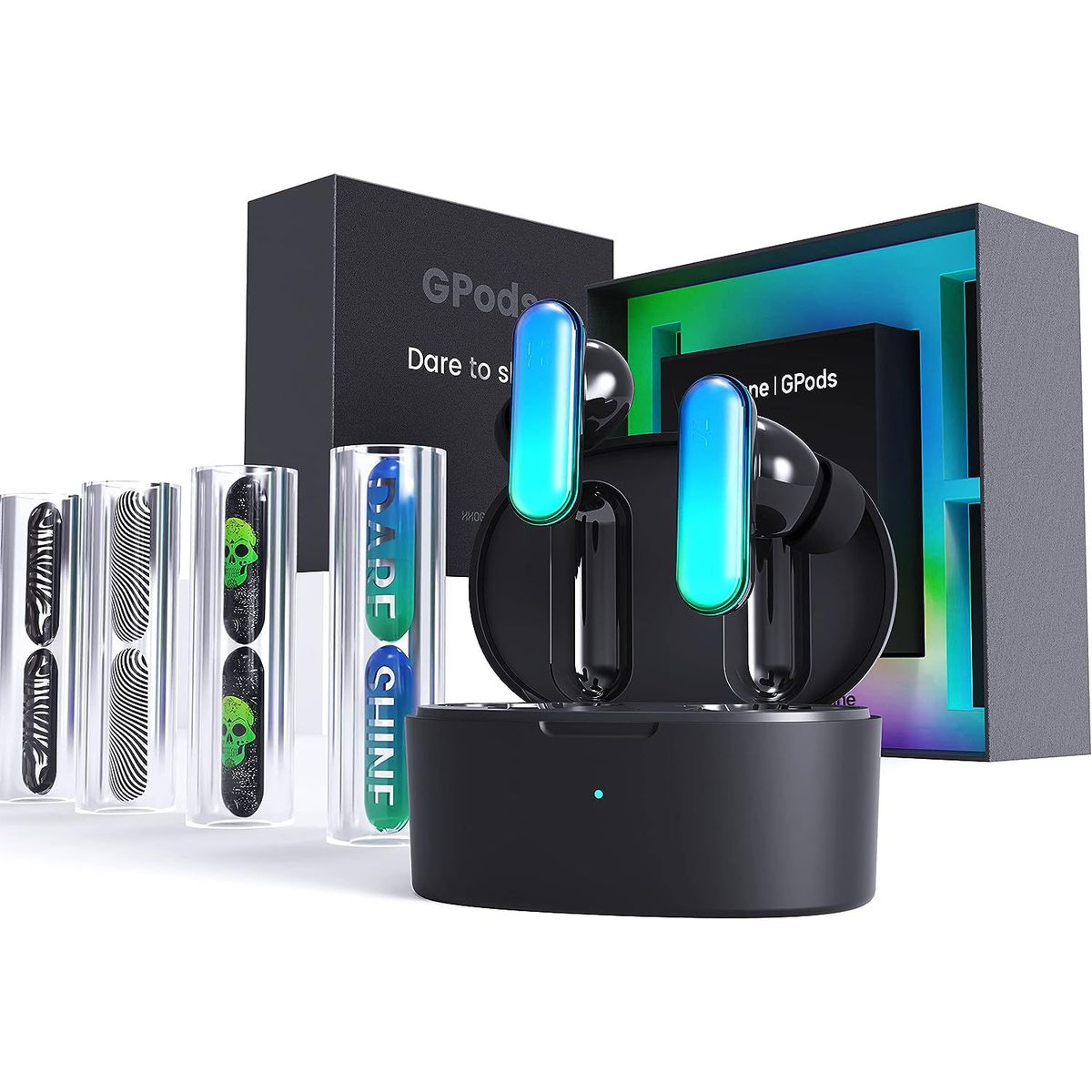 HHOGENE - HHOGene Gpods PRIMIUM SET - Audífonos inalámbricos con control de luz