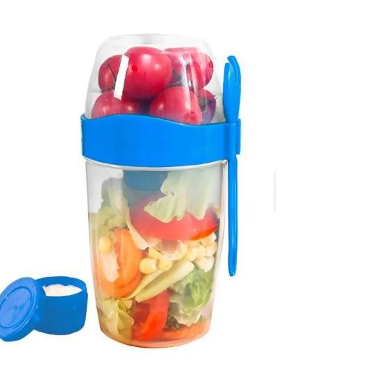 GENERICO - Vaso Mezclador Porta Ensaladas Frutas Cereales Yogurt-Tenedor