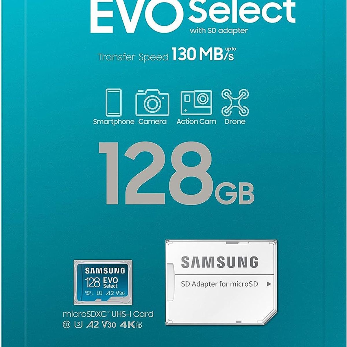 SAMSUNG - Samsung Micro SD 128gb Evo Select Plus + 4k 130 Mb/s U3 A2