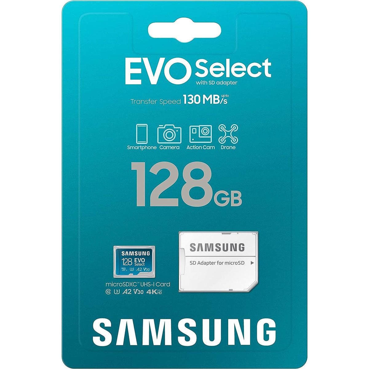 SAMSUNG - Samsung Micro SD 128gb Evo Select Plus + 4k 130 Mb/s U3 A2