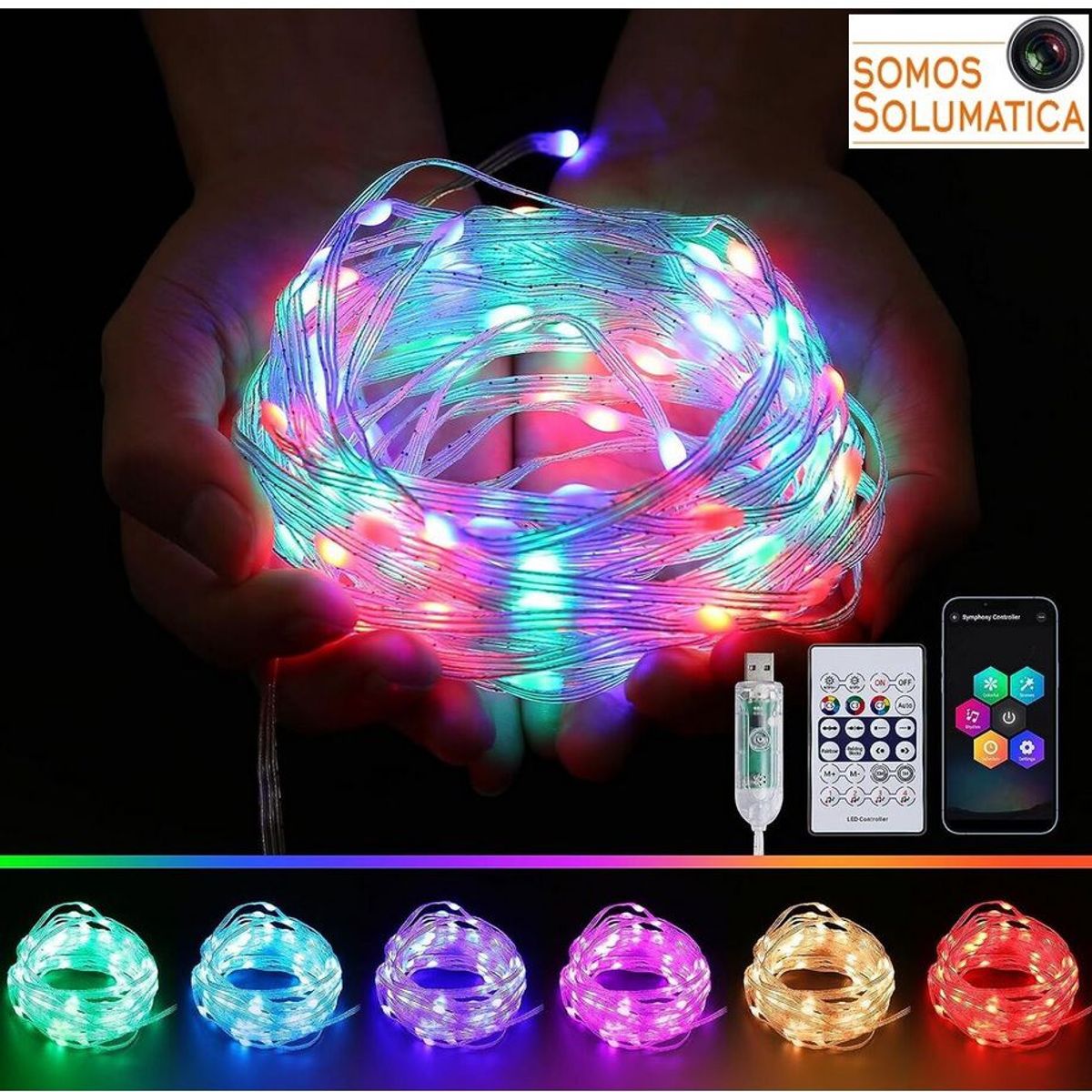 SEISA - Tira Led Rgb 10 Metros USB - Decoracion Multicolor - Programable