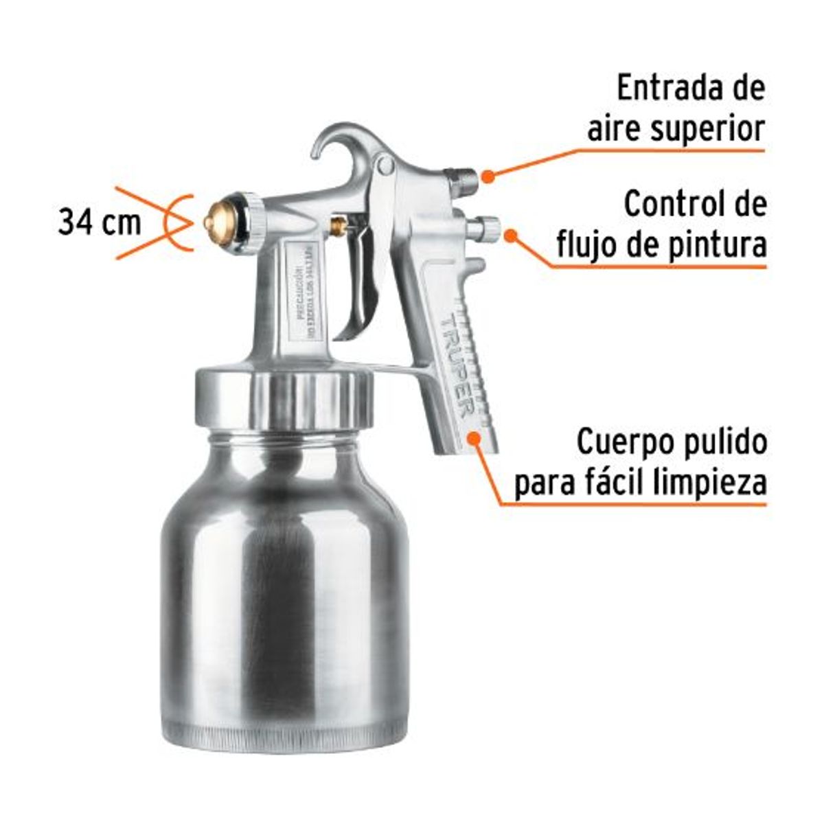 TRUPER - Pistola para Pintar de Baja presión  entrada Superior Truper