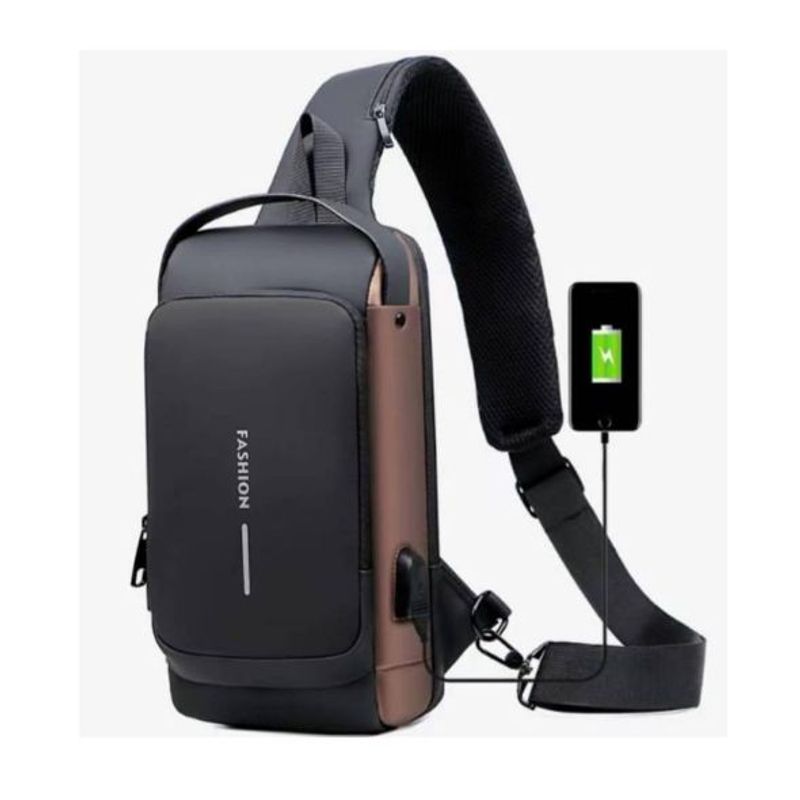 GENERICO - Pechera Morral Hombre Antirrobo Usb Impermeable Bandolera