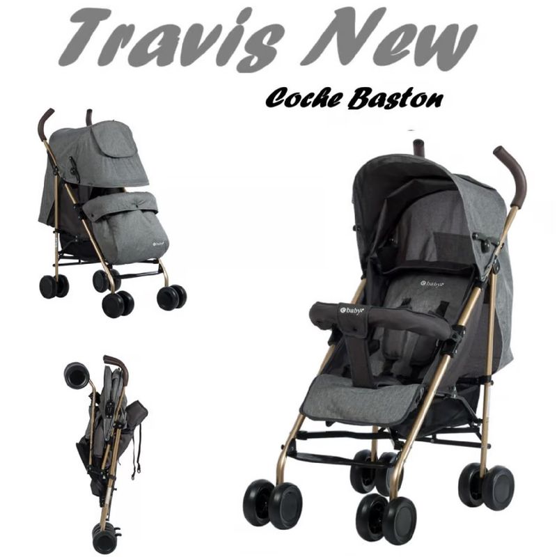 EBABY - Coche De Paseo Baston Reclinable Travis Para Bebes- Plomo