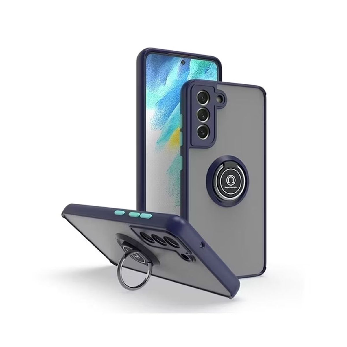 GENERICO - Funda para Samsung S21Fe Ahumado con Anillo Azul