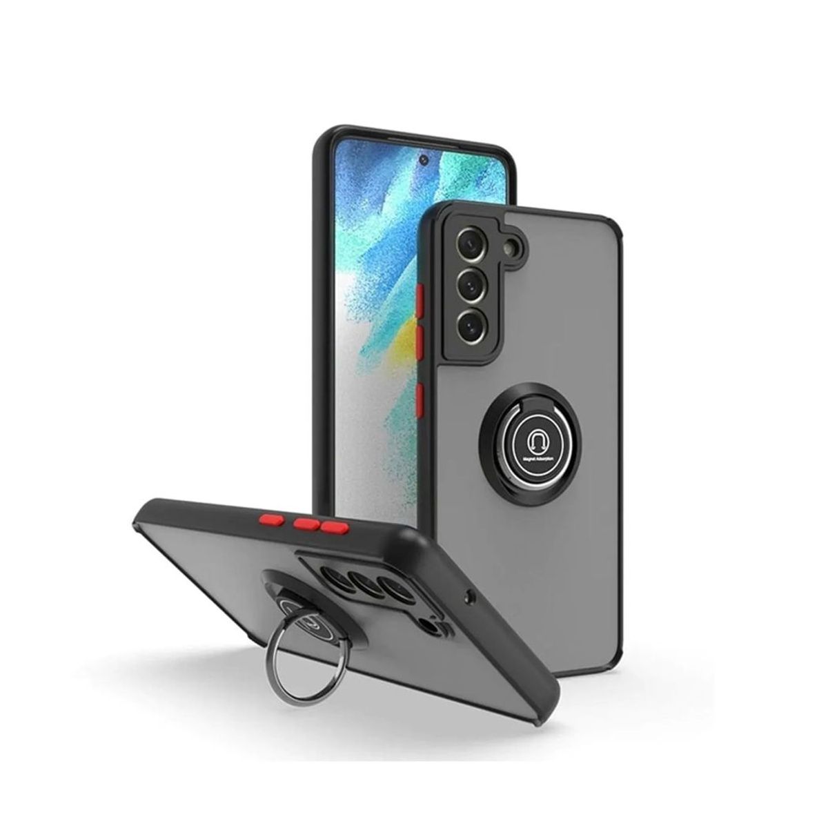 GENERICO - Funda para Samsung S21Fe Ahumado con Anillo Negro