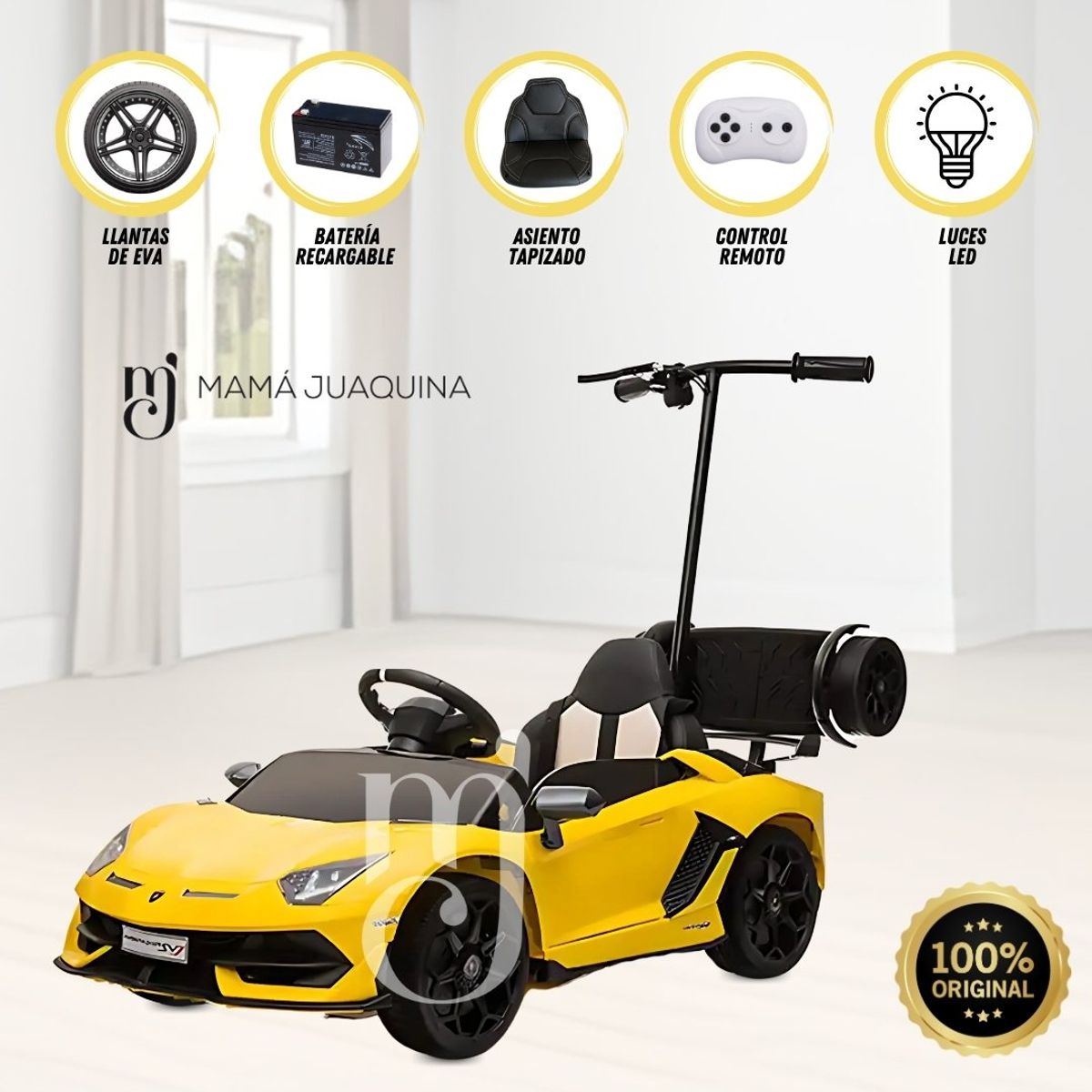 LAMBORGHINI - Carro a Batería para Niño y Adulto AVENTADOR Licensed Yellow