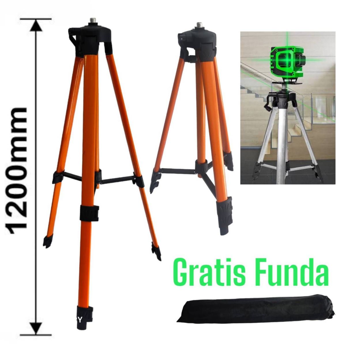 OEM - Soporte Tripode de Nivel Láser Ajustable de 1m hasta 120cm Funda
