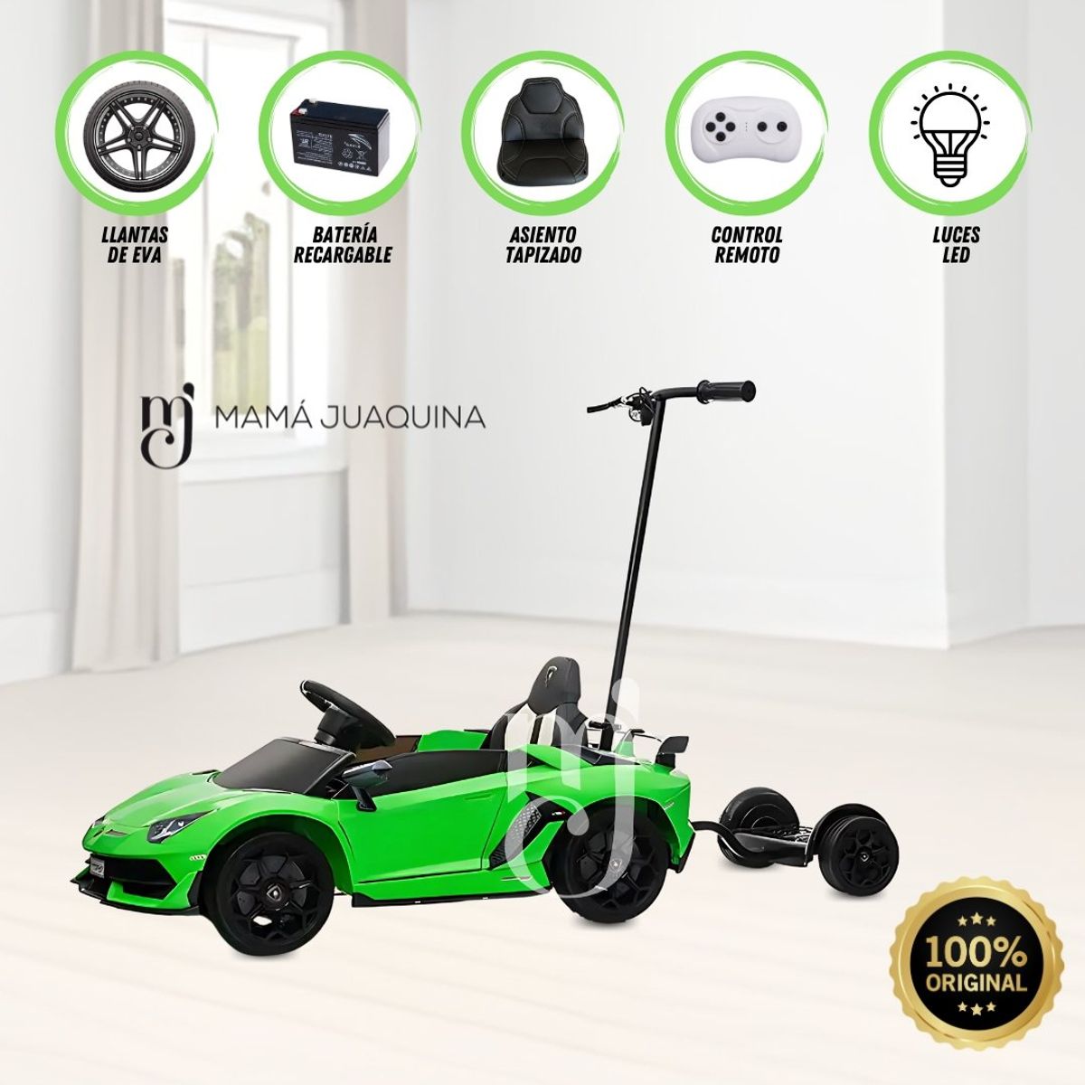 LAMBORGHINI - Carro a Batería para Niño y Adulto AVENTADOR Licensed Green