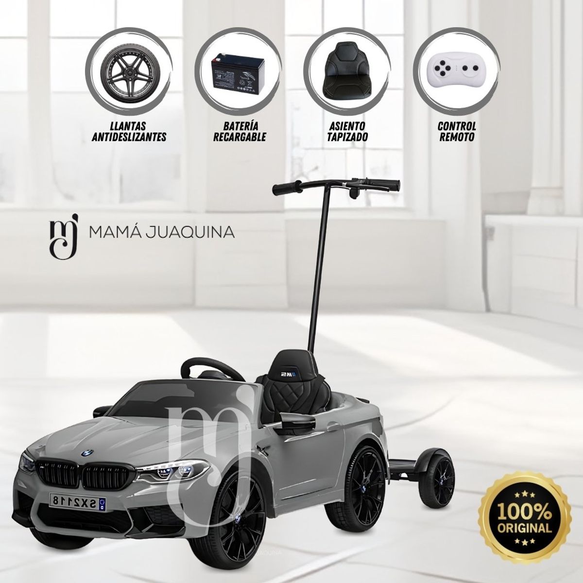 BMW - Carro a Batería para Niño y Adulto BMW SX2118 Licensed Gray