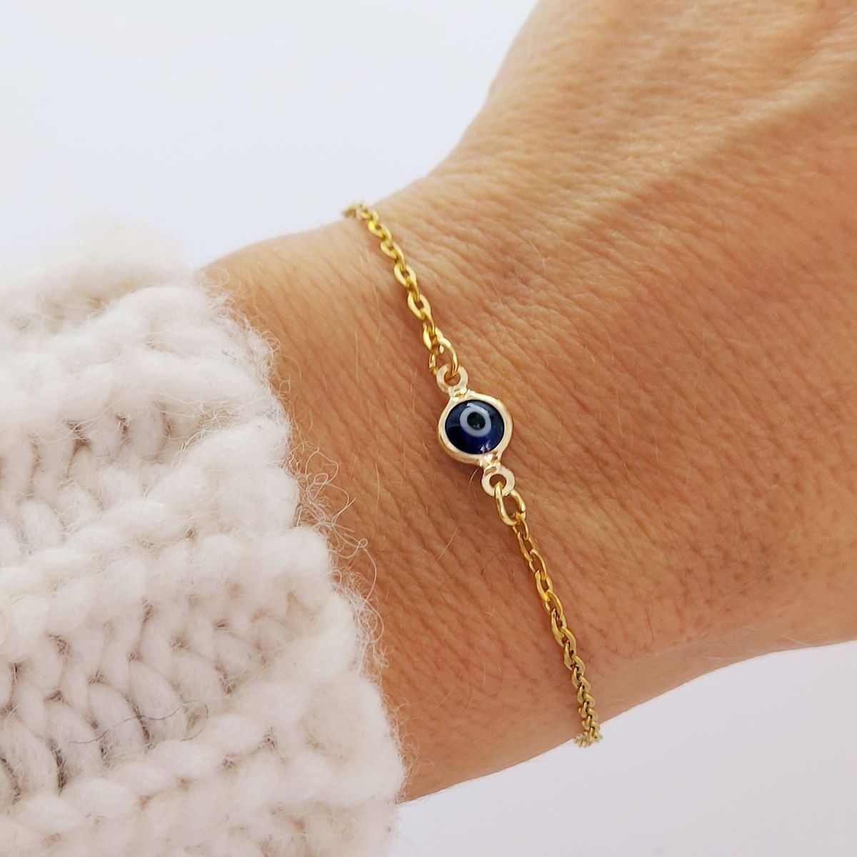 GENERICO - Pulsera de ojo turco azul  de acero