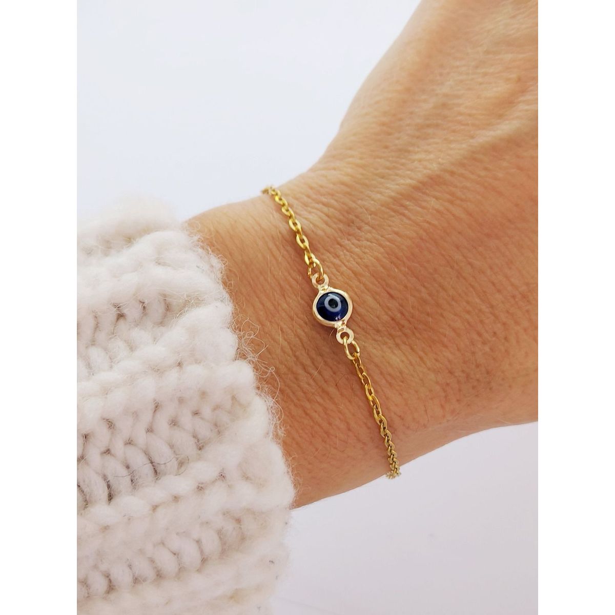 GENERICO - Pulsera de ojo turco azul  de acero