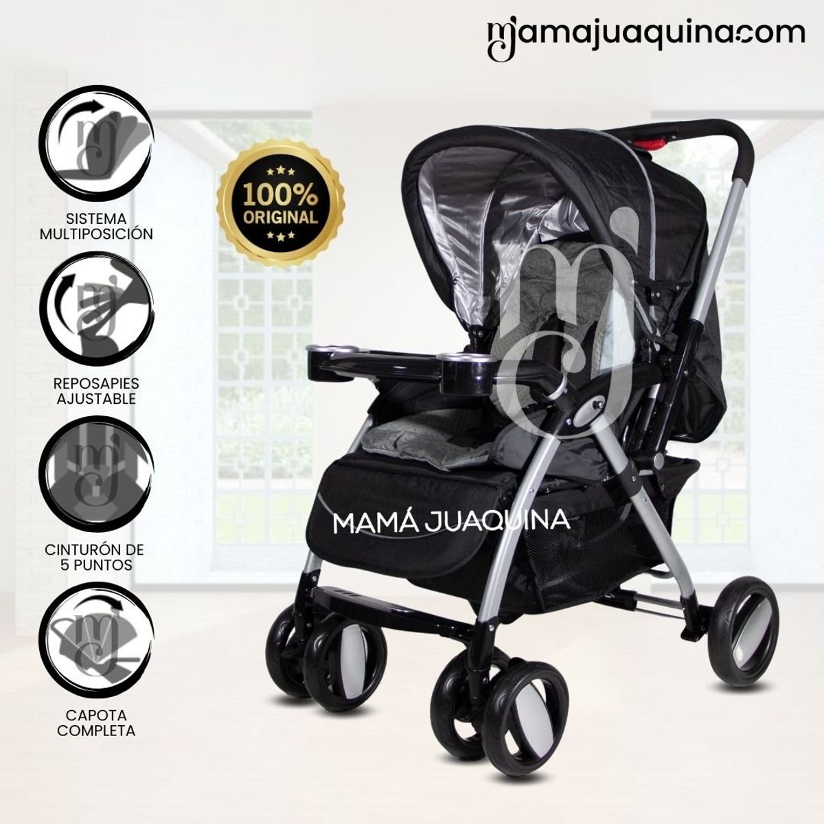 BAMBINO - Coche Cuna de Lujo «GALAXY» Edición Limitada Black