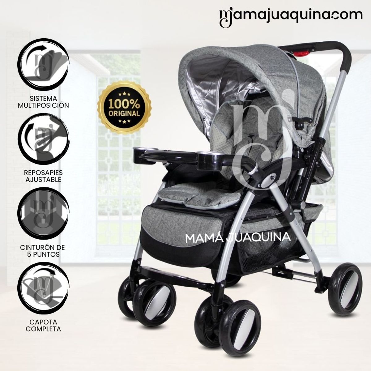 BAMBINO - Coche Cuna de Lujo «GALAXY» Edición Limitada Gray