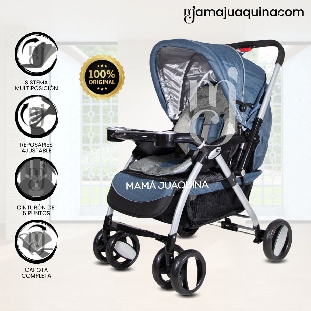 BAMBINO - Coche Cuna de Lujo «GALAXY» Edición Limitada Blue